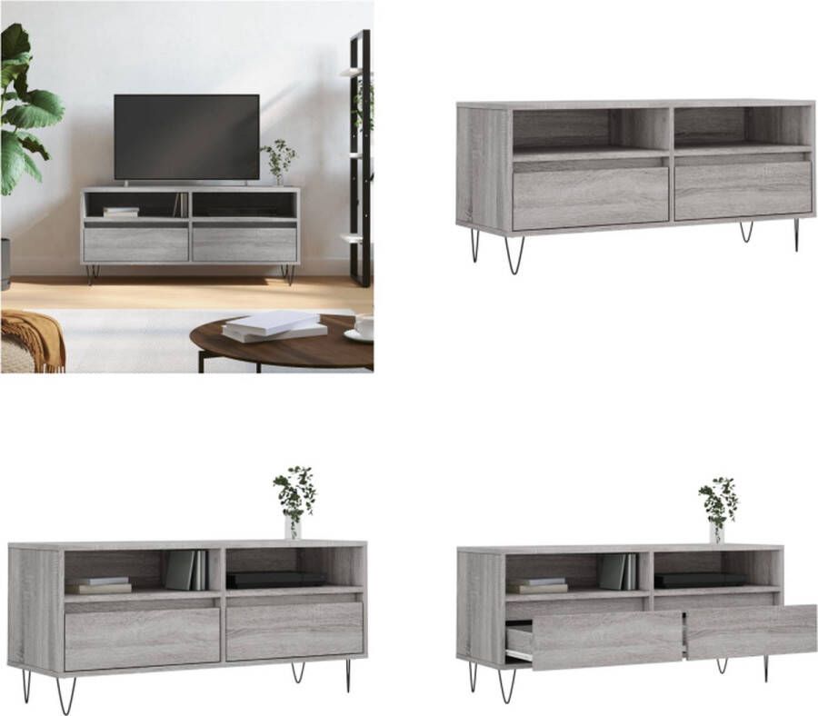 VidaXL Tv-meubel 100x34-5x44-5 cm bewerkt hout grijs sonoma eikenkleur Tv-meubel Tv-meubels Tv-kast Tv-meubel