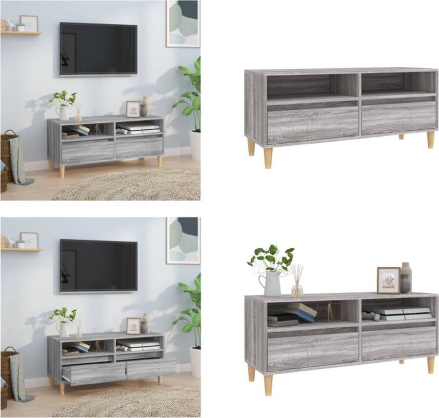 VidaXL Tv-meubel 100x34-5x44-5 cm bewerkt hout grijs sonoma eikenkleur Tv Meubel Tv Meubels Tv Wandmeubel Tv Tafel