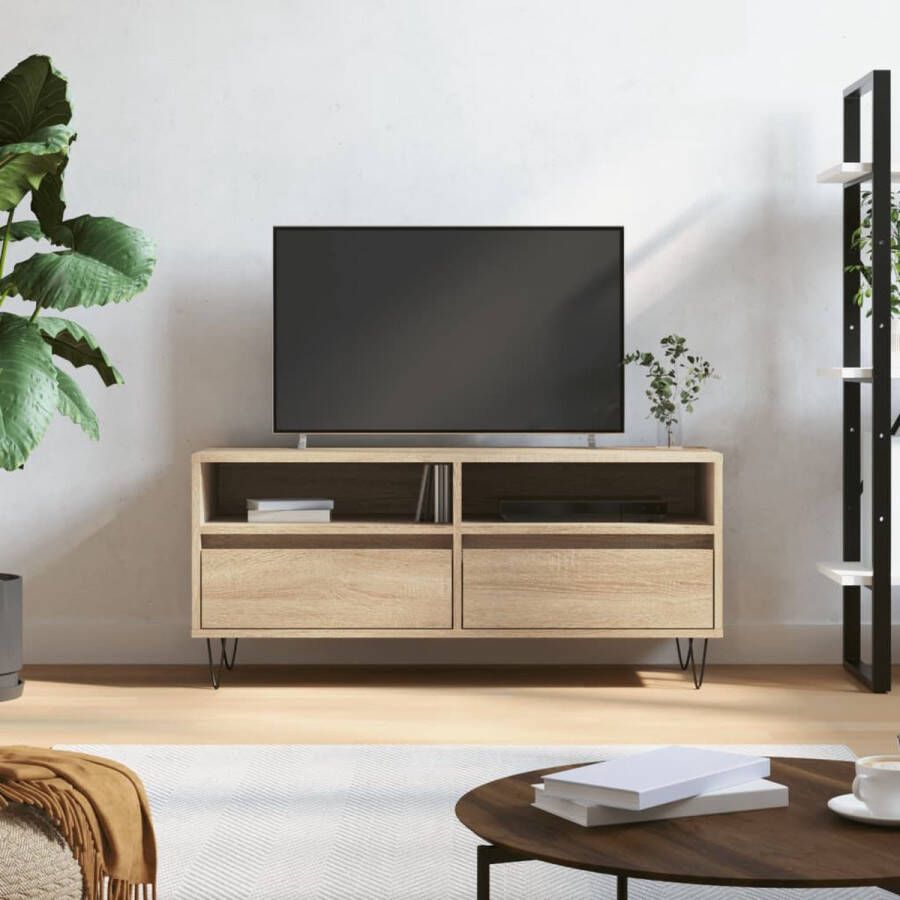 VidaXL -Tv-meubel-100x34 5x44 5-cm-bewerkt-hout-sonoma-eikenkleurig - Foto 3
