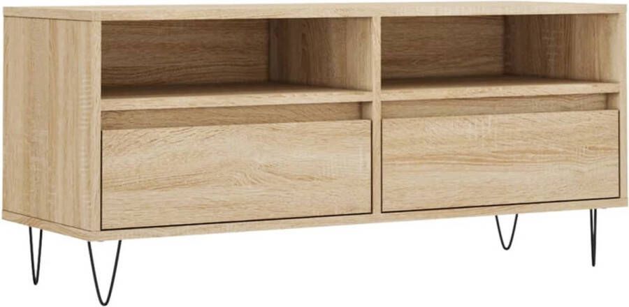 VidaXL -Tv-meubel-100x34 5x44 5-cm-bewerkt-hout-sonoma-eikenkleurig - Foto 2