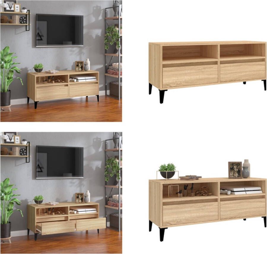 vidaXL Tv-meubel 100x34-5x44-5 cm bewerkt hout sonoma eikenkleurig Tv-kast Tv-kasten Tv Kast Tv Meubel