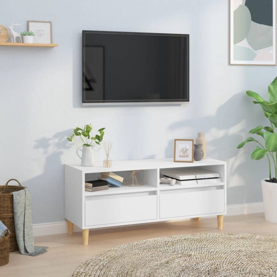 VidaXL -Tv-meubel-100x34 5x44 5-cm-bewerkt-hout-wit - Foto 3