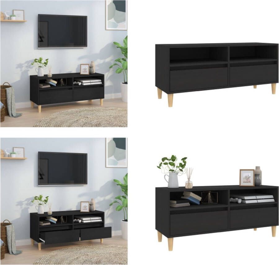 vidaXL Tv-meubel 100x34-5x44-5 cm bewerkt hout zwart Tv Meubel Tv Meubels Tv Wandmeubel Tv Tafel