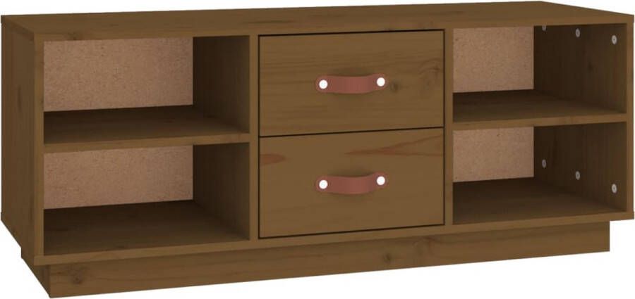 VidaXL Tv-meubel 100x34x40 cm Grenenhout Honingbruin Tv Kast Tv Kasten Televisiecast Hifi Kast Salontafel Livingroom Furniture Wooden Tv Stand