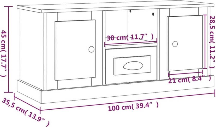 VidaXL -Tv-meubel-100x35 5x45-cm-bewerkt-hout-betongrijs