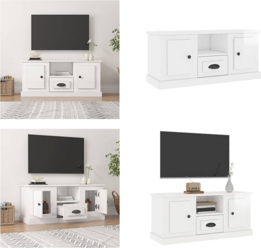 vidaXL Tv-meubel 100x35-5x45 cm bewerkt hout hoogglans wit Tv-kast Tv-kasten Tv-meubel Hifi-meubel