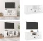 VidaXL Tv-meubel 100x35-5x45 cm bewerkt hout hoogglans wit Tv-kast Tv-kasten Tv-meubel Hifi-meubel - Thumbnail 2