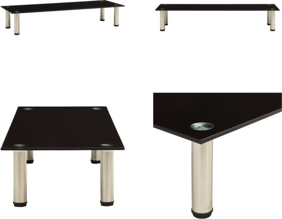 VidaXL Tv-meubel 100x35x17 cm gehard glas zwart Tv-standaard Tv-standaarden Tv-standaards Tv-meubel