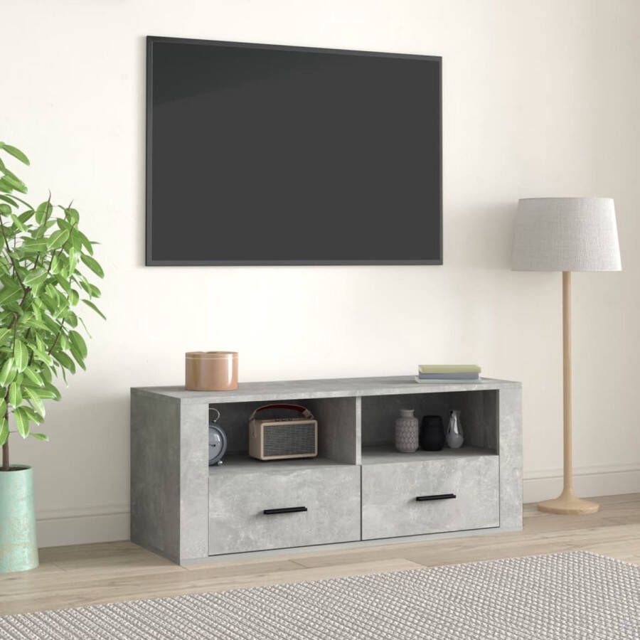 VidaXL -Tv-meubel-100x35x40-cm-bewerkt-hout-betongrijs