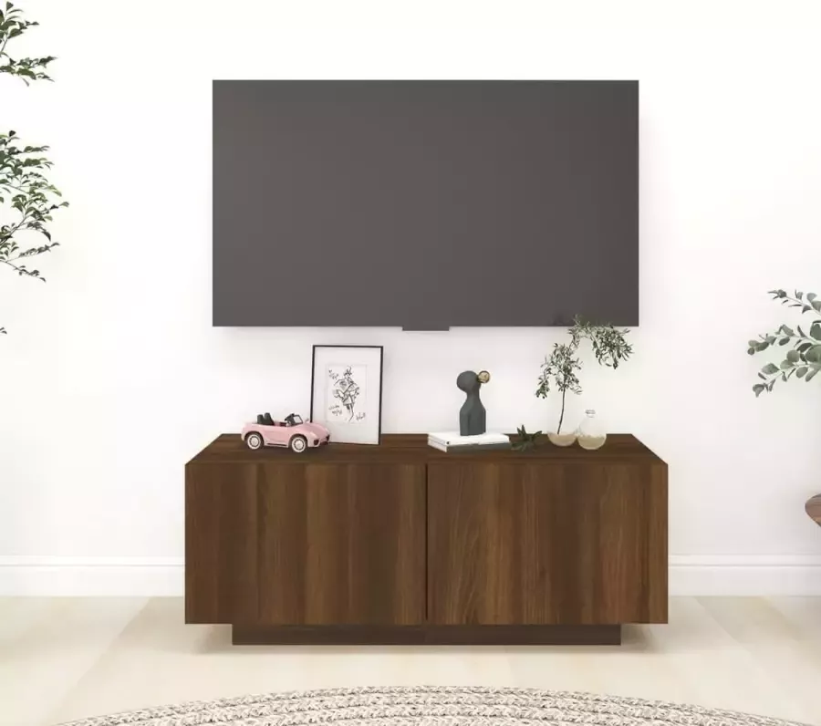 VidaXL -Tv-meubel-100x35x40-cm-bewerkt-hout-bruineikenkleurig - Foto 1