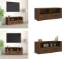 VidaXL Tv-meubel 100x35x40 cm bewerkt hout bruineikenkleurig Tv-kast Tv-kasten Tv-meubel Met LED-verlichting - Thumbnail 1