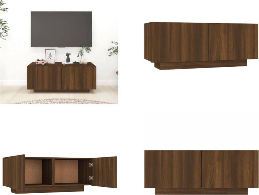 VidaXL Tv-meubel 100x35x40 cm bewerkt hout bruineikenkleurig Tv-kast Tv-kasten Tv-meubel Met LED-verlichting - Foto 3