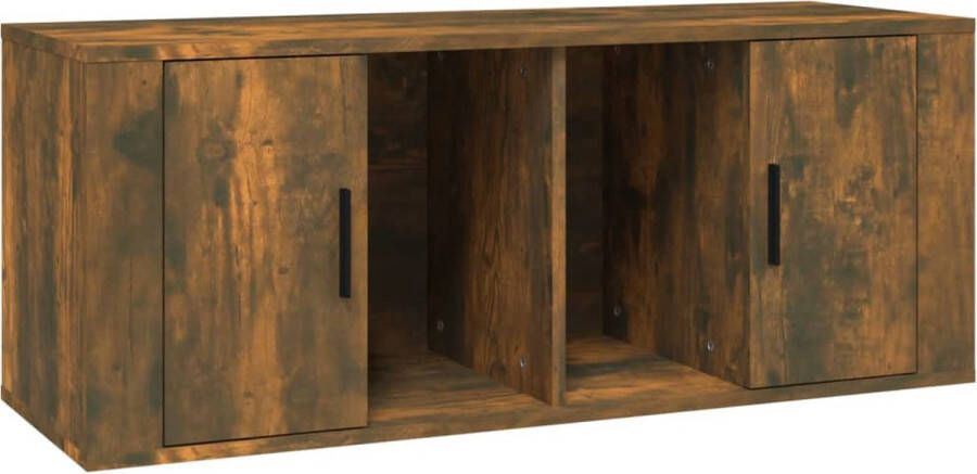 VidaXL -Tv-meubel-100x35x40-cm-bewerkt-hout-gerookt-eikenkleurig - Foto 2