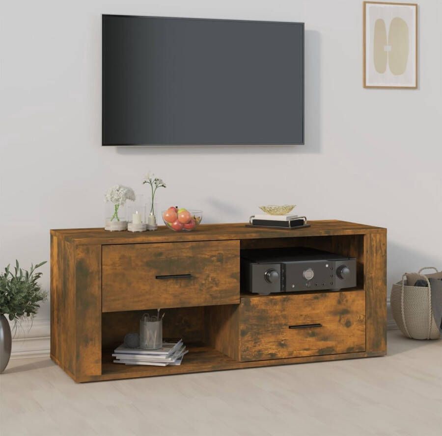 VidaXL -Tv-meubel-100x35x40-cm-bewerkt-hout-gerookt-eikenkleurig - Foto 5