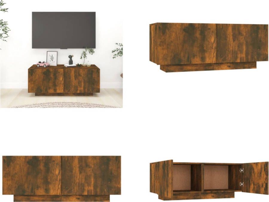 VidaXL Tv-meubel 100x35x40 cm bewerkt hout gerookt eikenkleurig Tv-kast Tv-kasten Tv-meubel Met LED-verlichting