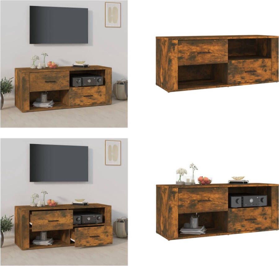 VidaXL -Tv-meubel-100x35x40-cm-bewerkt-hout-gerookt-eikenkleurig - Foto 3