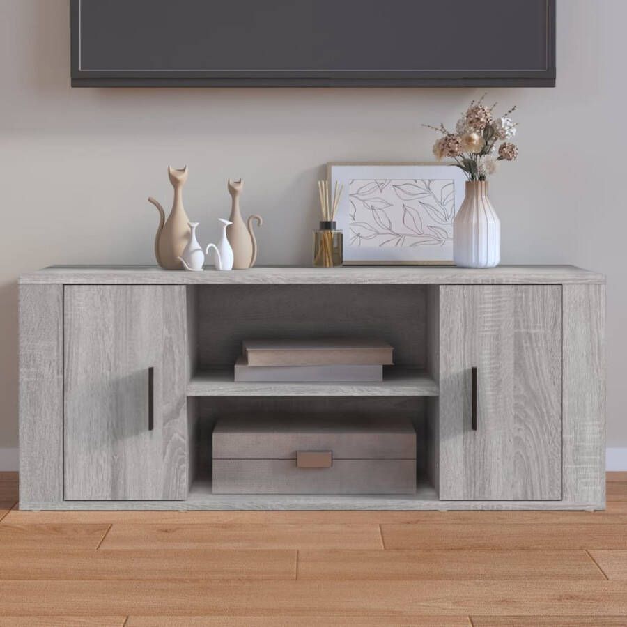 VidaXL -Tv-meubel-100x35x40-cm-bewerkt-hout-grijs-sonoma-eikenkleurig - Foto 1