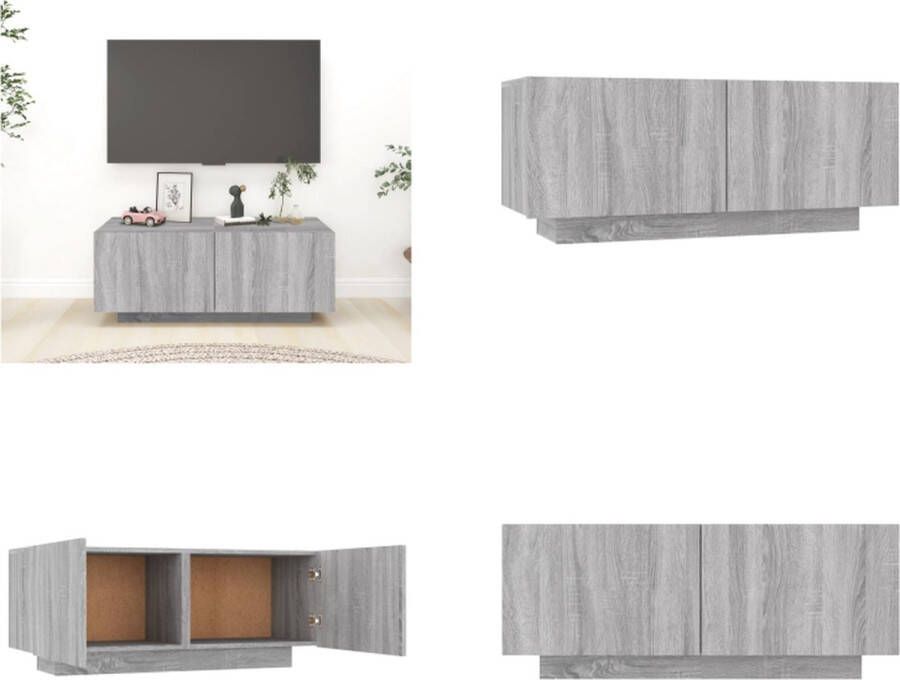 VidaXL Tv-meubel 100x35x40 cm bewerkt hout grijs sonoma eikenkleurig Tv-kast Tv-kasten Tv-meubel Met LED-verlichting - Foto 3