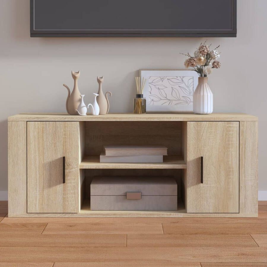 VidaXL -Tv-meubel-100x35x40-cm-bewerkt-hout-sonoma-eikenkleurig - Foto 3