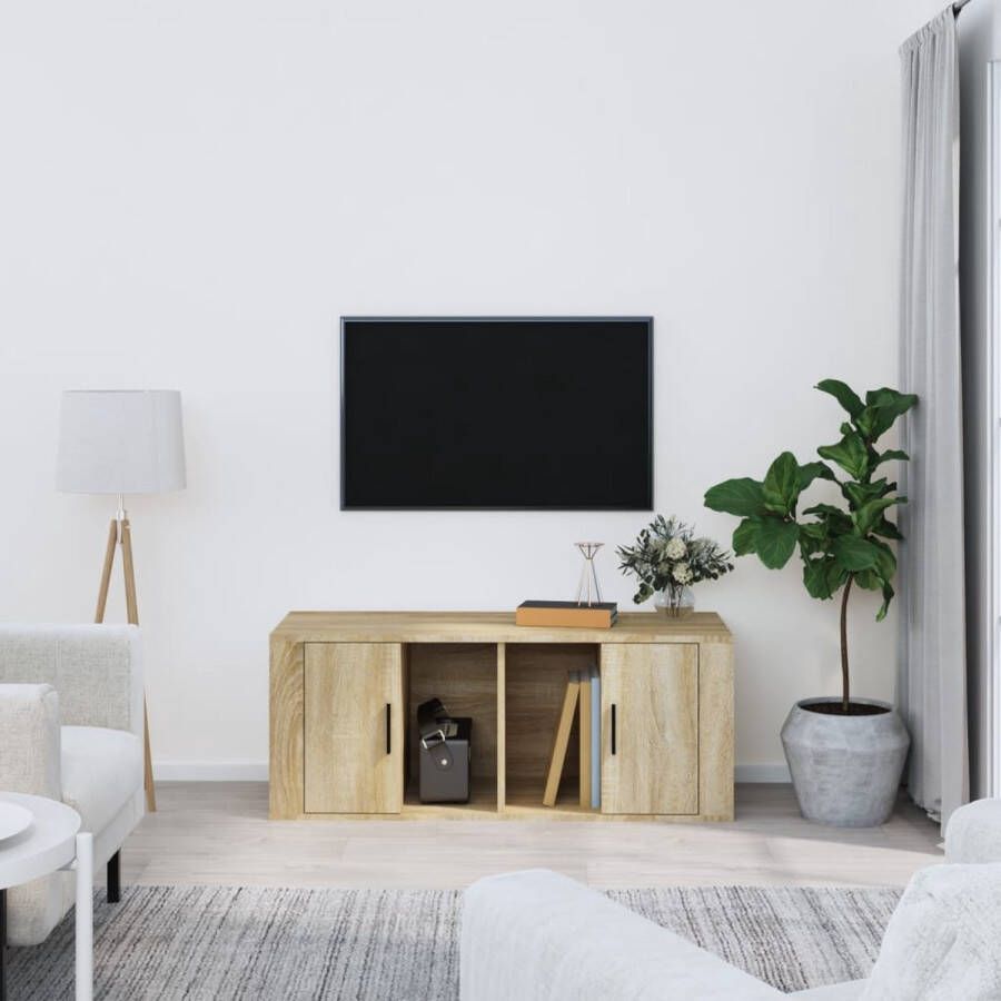 VidaXL -Tv-meubel-100x35x40-cm-bewerkt-hout-sonoma-eikenkleurig - Foto 3