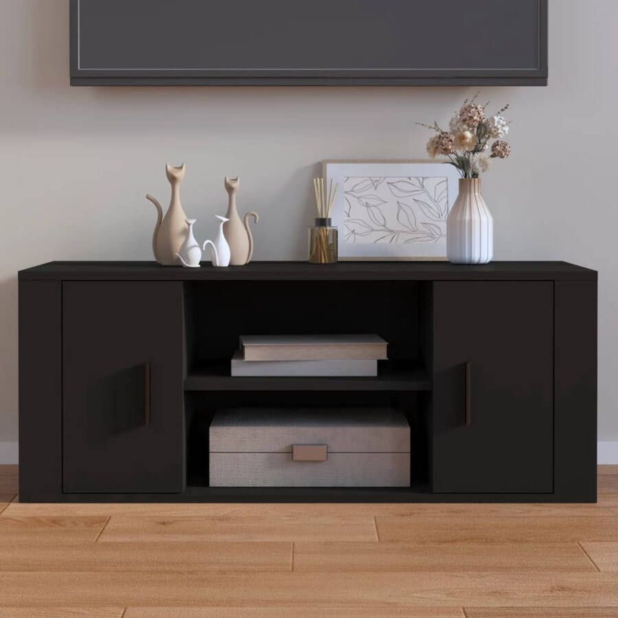 VidaXL -Tv-meubel-100x35x40-cm-bewerkt-hout-zwart - Foto 2