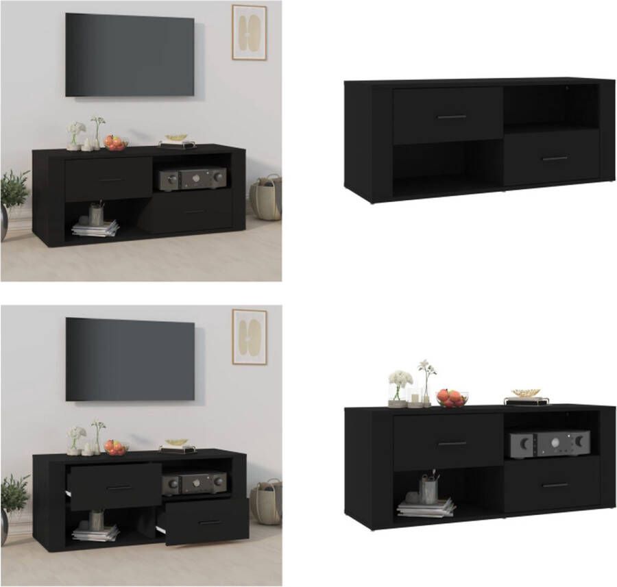 VidaXL Tv-meubel 100x35x40 cm bewerkt hout zwart Tv-meubel Tv-meubels Tv-standaard Tv Unit