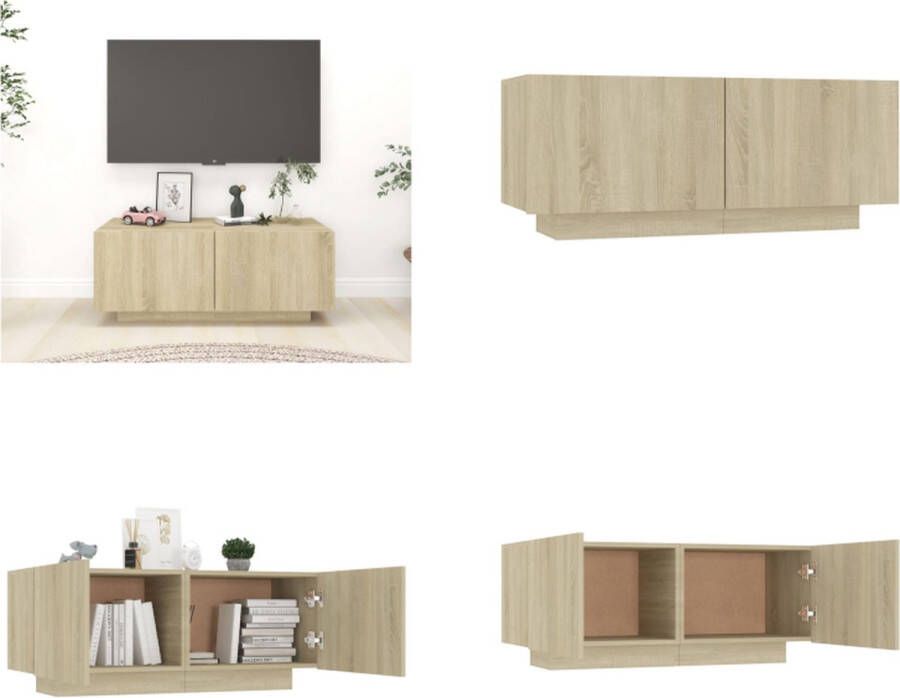 VidaXL Tv-meubel 100x35x40 cm spaanplaat sonoma eikenkleurig Tv-kast Tv-kasten Tv-standaard Tv-standaarden