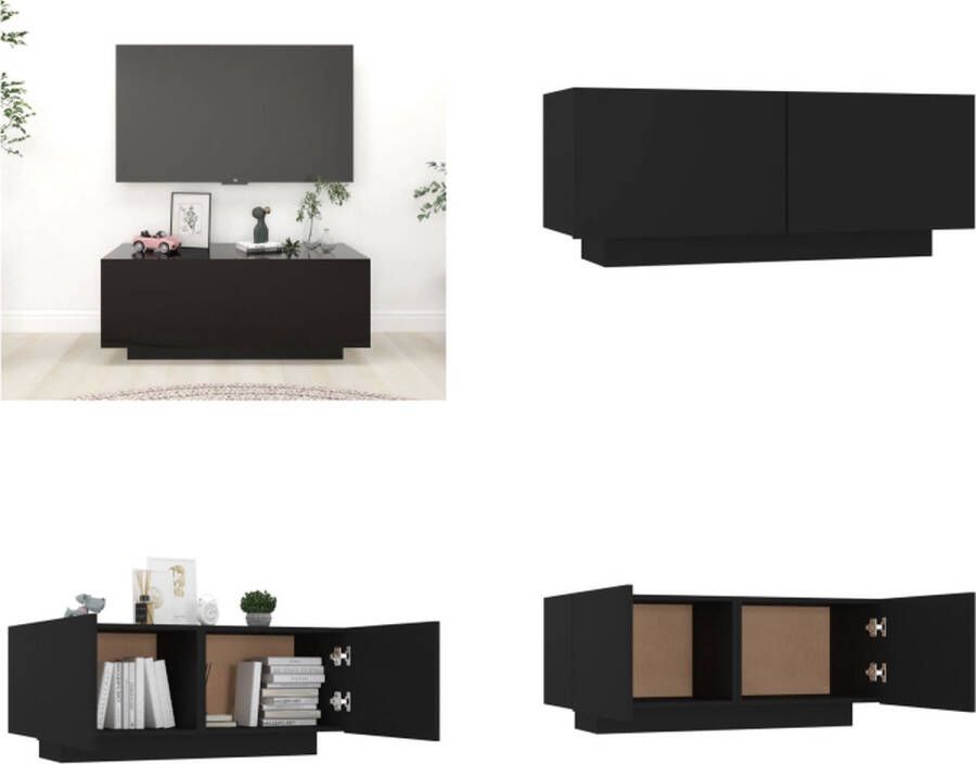 VidaXL Tv-meubel 100x35x40 cm bewerkt hout zwart Tv-kast Tv-kasten Tv-standaard Tv-standaarden