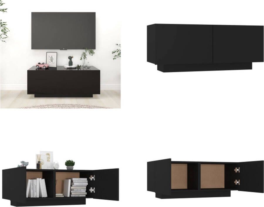 VidaXL Tv-meubel 100x35x40 cm spaanplaat zwart Tv-kast Tv-kasten Tv-standaard Tv-standaarden