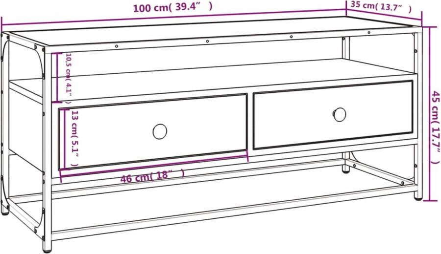 VidaXL -Tv-meubel-100x35x45-cm-bewerkt-hout-bruineikenkleurig - Foto 3