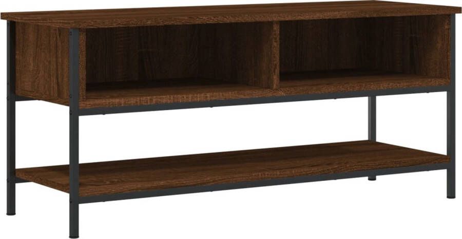The Living Store Tv-meubel Bruineiken 100x35x45 cm Klassiek design Duurzaam hout Voldoende opbergruimte IndustriÃle ijzeren poten Tv Kast Tv Meubels Houten Tv Kast Klassiek Tv Meubel Industrieel Tv Meubel - Foto 3