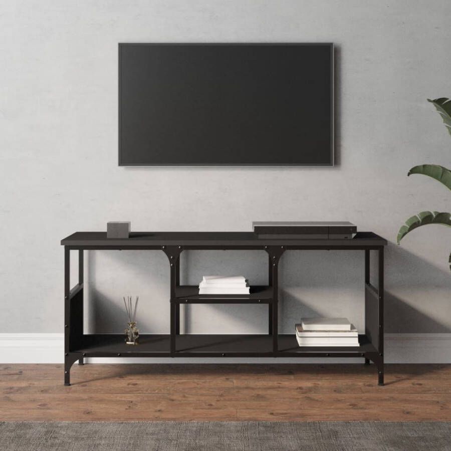 VidaXL -Tv-meubel-100x35x45-cm-bewerkt-hout-en-ijzer-zwart - Foto 3
