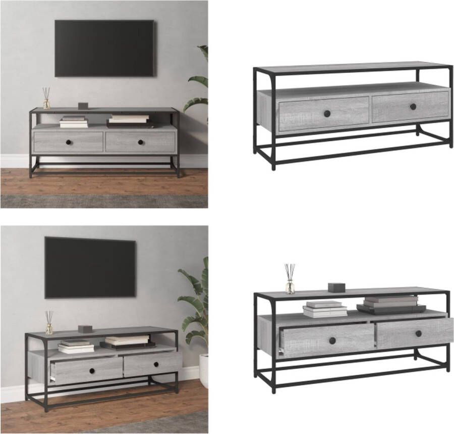 VidaXL Tv-meubel 100x35x45 cm bewerkt hout grijs sonoma eikenkleurig Tv Meubel Tv Meubels Tv Standaard Televisiemeubel