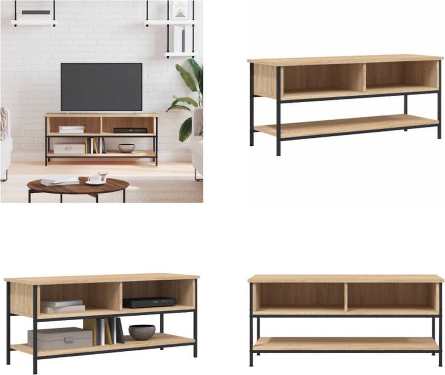 VidaXL Tv-meubel 100x35x45 cm bewerkt hout sonoma eikenkleurig Tv-meubel Tv-meubels Kast Dressoir