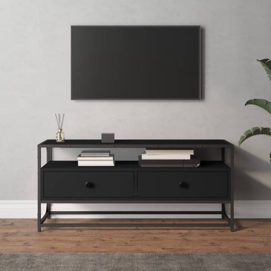 VidaXL -Tv-meubel-100x35x45-cm-bewerkt-hout-zwart - Foto 4