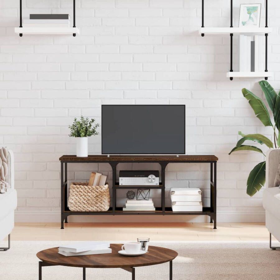 VidaXL Tv meubel 100x35x45 cm spaanplaat en ijzer kleur bruin eiken
