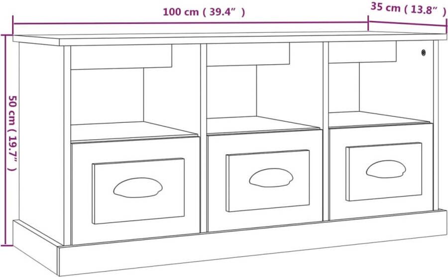 VidaXL -Tv-meubel-100x35x50-cm-bewerkt-hout-bruineikenkleurig - Foto 3