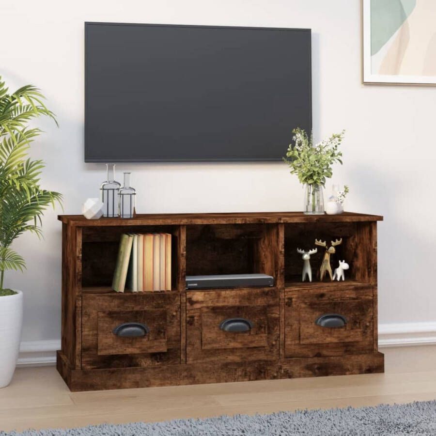 VidaXL -Tv-meubel-100x35x50-cm-bewerkt-hout-gerookt-eikenkleurig - Foto 1