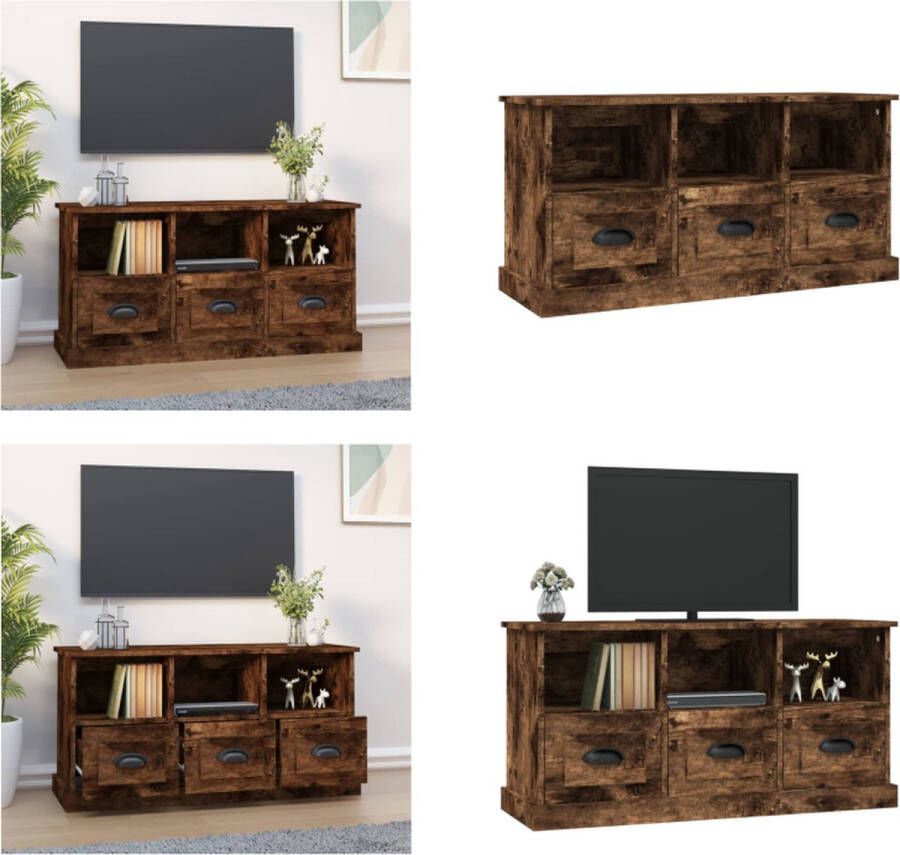 VidaXL Tv-meubel 100x35x50 cm bewerkt hout gerookt eikenkleurig Tv-kast Tv-kasten Tv-meubel Hifi-meubel