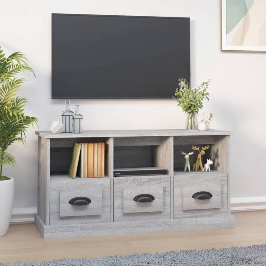 VidaXL -Tv-meubel-100x35x50-cm-bewerkt-hout-grijs-sonoma-eikenkleurig - Foto 3
