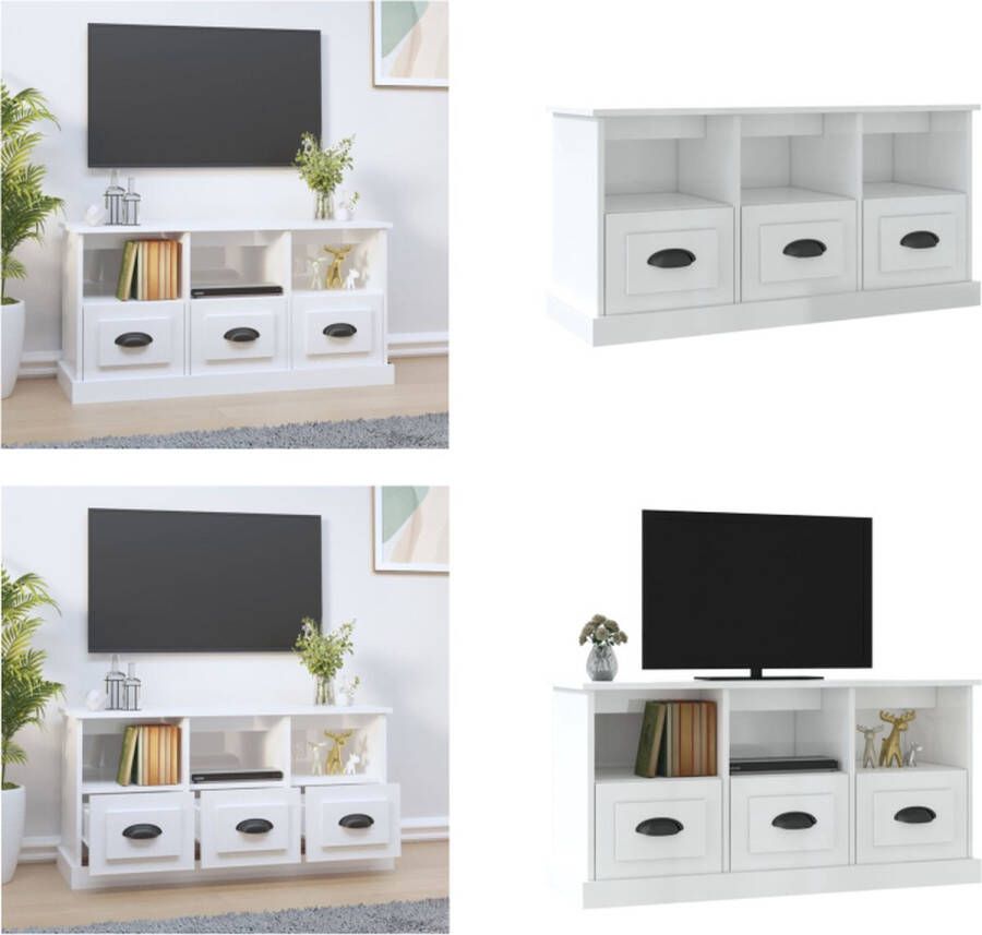 vidaXL Tv-meubel 100x35x50 cm bewerkt hout hoogglans wit Tv-kast Tv-kasten Tv-meubel Hifi-meubel