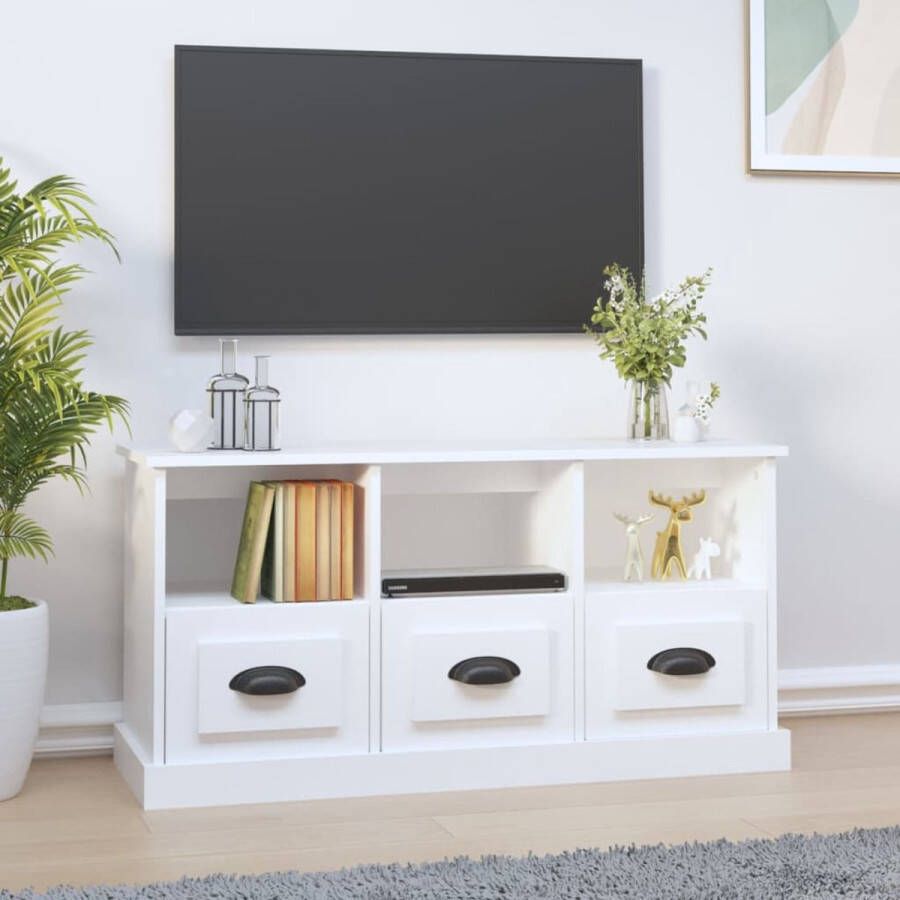 VidaXL -Tv-meubel-100x35x50-cm-bewerkt-hout-wit - Foto 1