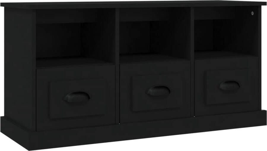 VidaXL Tv-meubel 100x35x50 cm Bewerkt hout Zwart Tv Kast Tv Meubel Houten Tv Kast Zwarte Tv Kast Salontafel Woonkamerinrichting Opbergkast