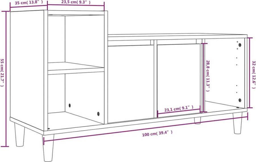 VidaXL -Tv-meubel-100x35x55-cm-bewerkt-hout-bruineikenkleurig - Foto 3