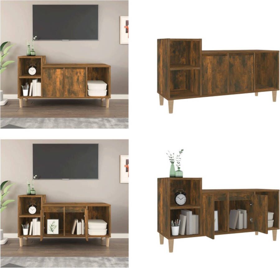 VidaXL Tv-meubel 100x35x55 cm bewerkt hout gerookt eikenkleurig Tv-kast Tv-kasten Tv-meubel Met LED-verlichting