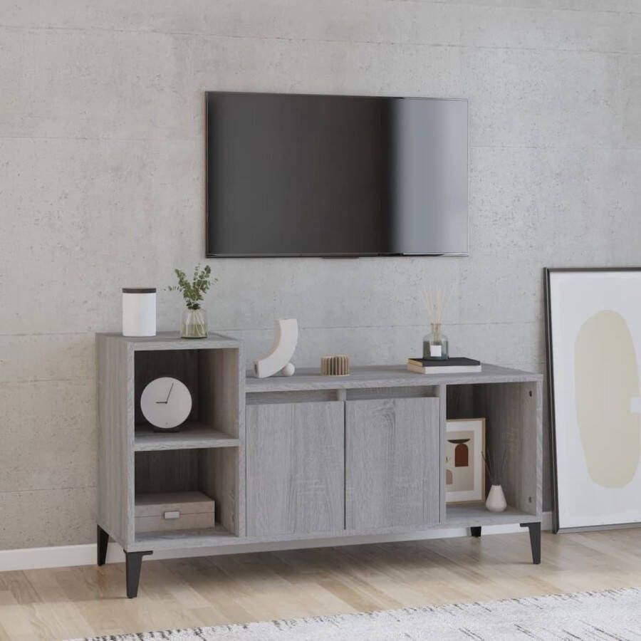 VidaXL -Tv-meubel-100x35x55-cm-bewerkt-hout-grijs-sonoma-eikenkleurig - Foto 1
