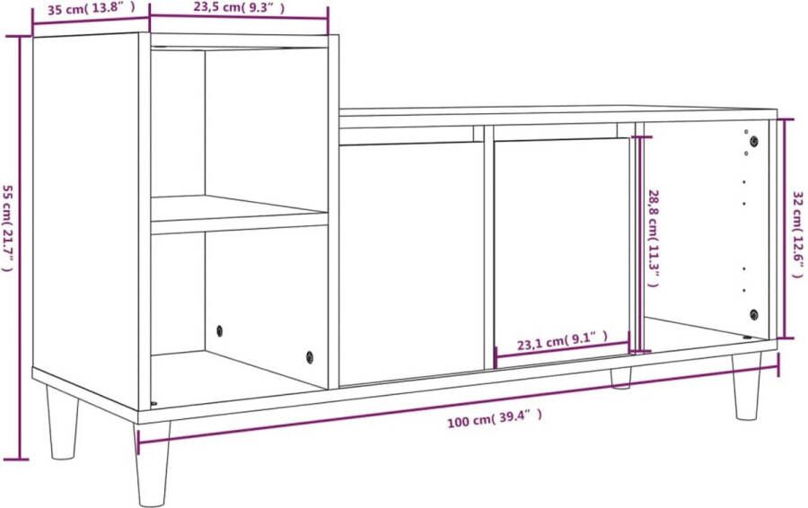 VidaXL -Tv-meubel-100x35x55-cm-bewerkt-hout-grijs-sonoma-eikenkleurig - Foto 1