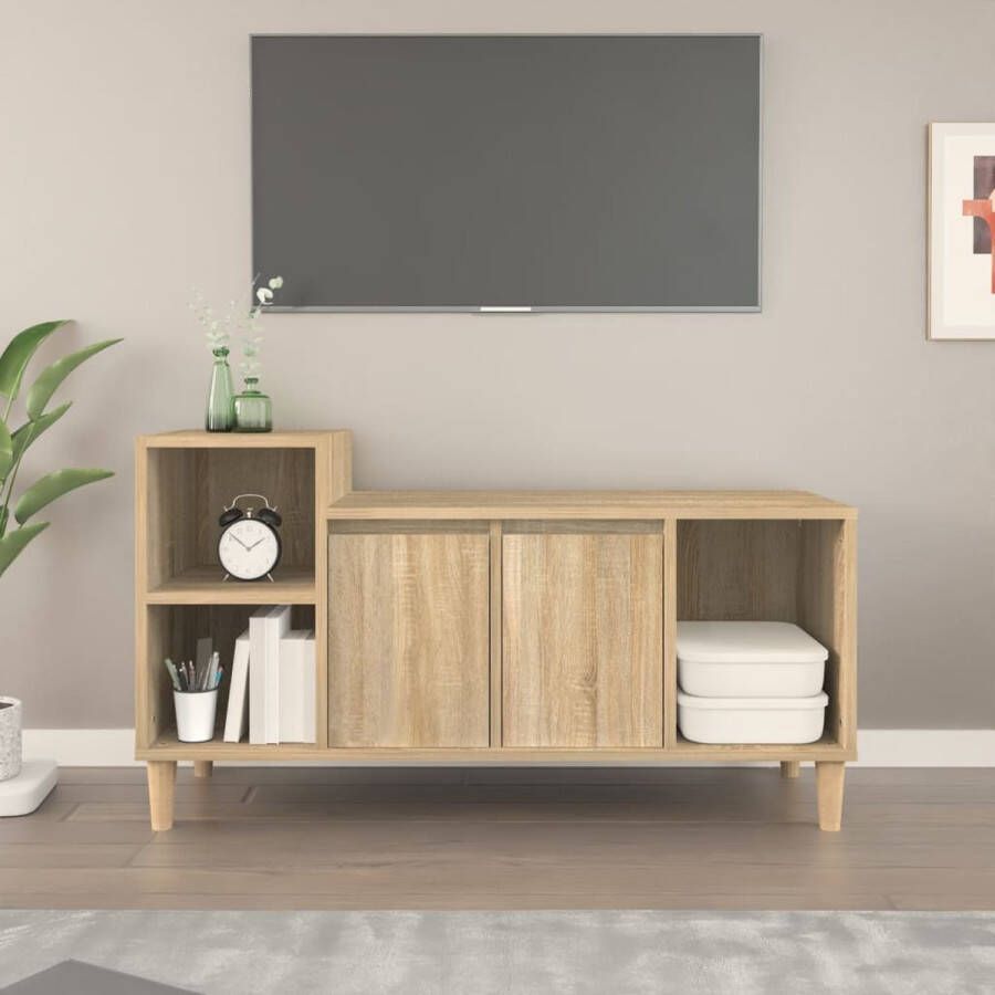 VidaXL -Tv-meubel-100x35x55-cm-bewerkt-hout-sonoma-eikenkleurig - Foto 2