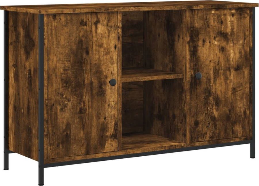 The Living Store TV-kast klassiek tv-kast Afmetingen- 100 x 35 x 65 cm Ken- gerookt eiken Montage vereist Tv Kast Klassieke Tv Kast Houten Tv Kast Tv Stand Media Kast - Foto 2