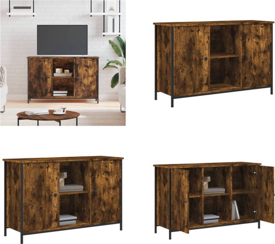 VidaXL Tv-meubel 100x35x65 cm bewerkt hout gerookt eikenkleurig Tv-meubel Tv-meubels Kast Dressoir